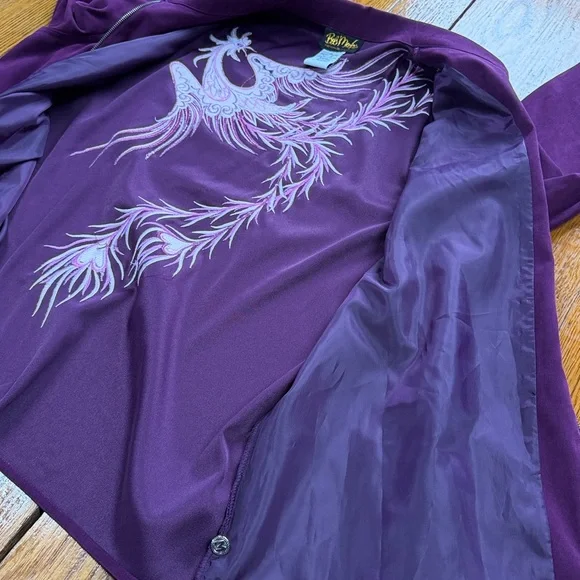 Bob Mackie Wearable Art vintage purple pants set. Embroidered.Zip front. Size XL - Picture 10 of 15
